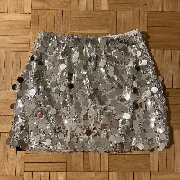 Sparky Silver Sequin Mini Skirt - Picture 4 of 6